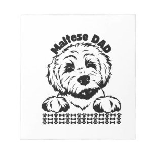 Maltese-Vater Schwarz-Weiß-Design  Malteser Hund Notizblock