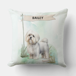 Maltese Watercolor Personalized Dog Kissen