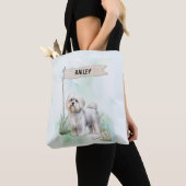 Maltese Watercolor Personalized Dog Tasche (Von Nahem)