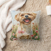 Maltese Watercolor Throw Pillow Kissen (Decke)