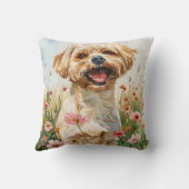 Maltese Watercolor Throw Pillow Kissen (Rückseite)