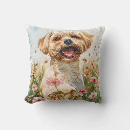Maltese Watercolor Throw Pillow Kissen