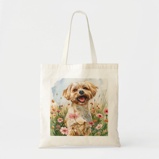 Maltese Watercolor Tote Bag Tragetasche (Vorne)