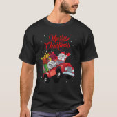Maltese With Santa Claus In Red Truck Dog T-Shirt (Vorderseite)