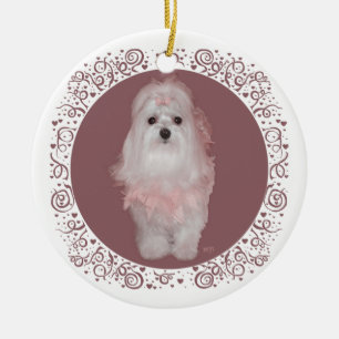 Malteser auf Mauve Keramik Ornament