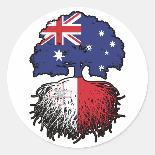 Malteser australischer Tree-Roots-Flag Runder Aufkleber (Vorderseite)