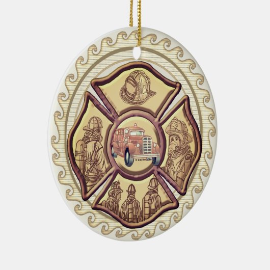 Malteser Cross-Feuerwehrmann Keramik Ornament (Rechts)