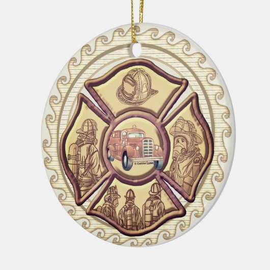 Malteser Cross-Feuerwehrmann Keramik Ornament (Links)