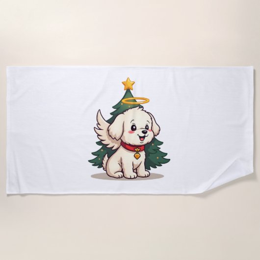 Malteser Engel-Hund Strandtuch (Vorderseite)