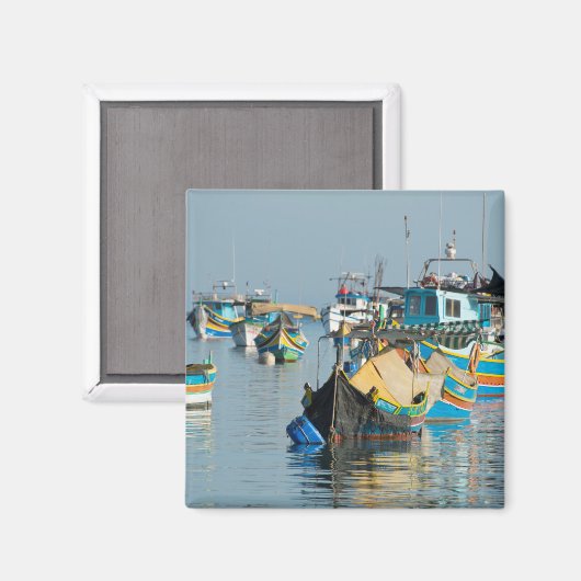 Malteser Fischerboote | Marsaxlokk in Malta Magnet (Vorderseite/Rückseite)