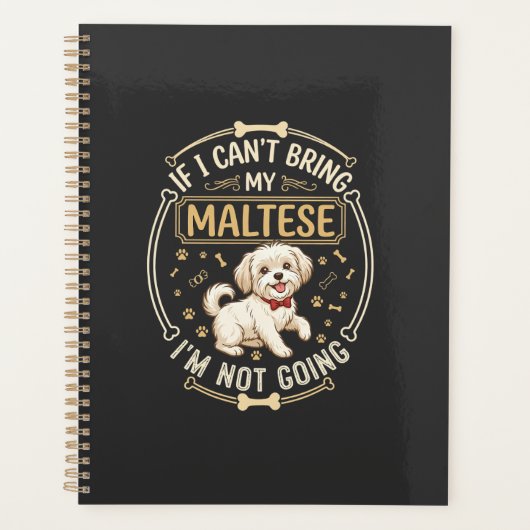 Malteser Geht Nicht Hund Rot Fliege Knochen Rahmen Planer (Vorderseite)