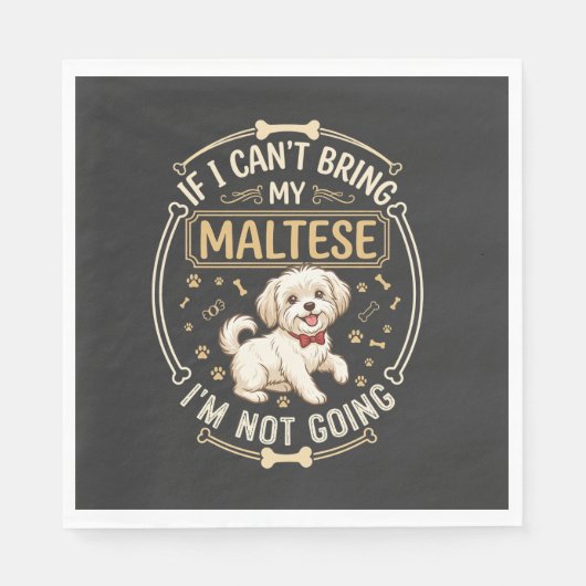 Malteser Geht Nicht Hund Rot Fliege Knochen Rahmen Serviette (Vorderseite)