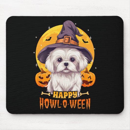 Malteser Halloween-Hundeschlitten oder sonniges Ha Mousepad (Vorne)