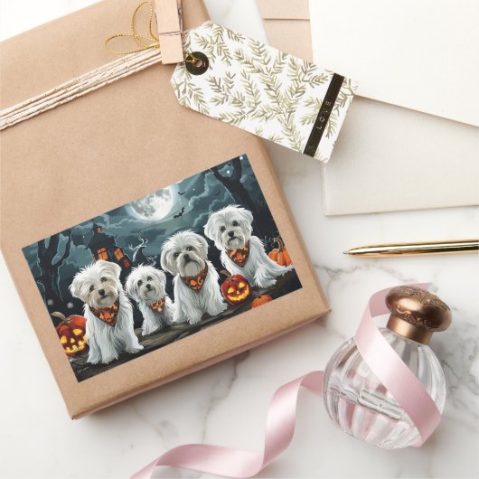 Malteser Halloween Spooky Rechteckiger Aufkleber (Schenken)