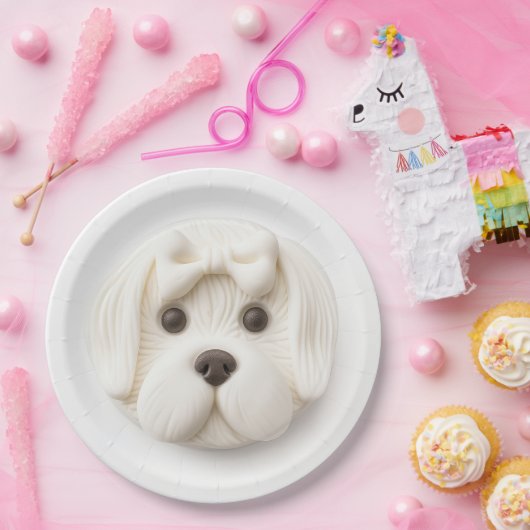 Malteser Hund 3D Inspiriert Pappteller (Party)