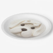 Malteser Hund 3D Inspiriert Pappteller (Schrägansicht)