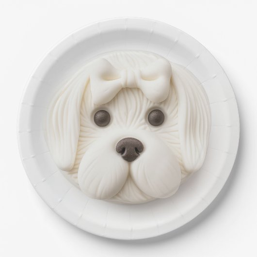 Malteser Hund 3D Inspiriert Pappteller (Vorderseite)