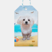 Malteser Hund am Strand Geschenkanhänger (Rückseite)