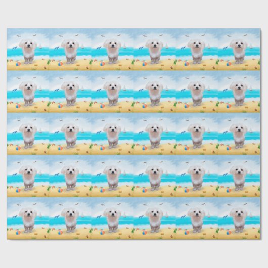 Malteser Hund am Strand Geschenkpapier (Flach)