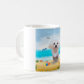 Malteser Hund am Strand Kaffeetasse (Vorderseite Links)