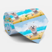 Malteser Hund am Strand Krawatte (Gerollt)