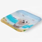 Malteser Hund am Strand Pappteller (Gewinkelt)