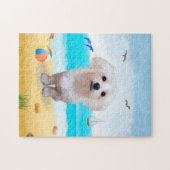 Malteser Hund am Strand Puzzle (Horizontal)
