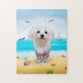 Malteser Hund am Strand Puzzle (Vertikal)