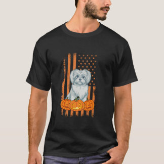 Malteser Hund amerikanische Flagge Patriotische Ha T-Shirt