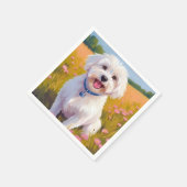 Malteser-Hund-Blumenfeld-Malerei Serviette (Ecke)