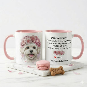 Malteser-Hund-Blumenkrone-Aquarell-Kunst-Kaffeetas Tasse