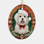 Malteser Hund - Erste Weihnachten Keramik Ornament (Rechts)