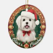 Malteser Hund - Erste Weihnachten Keramik Ornament (Links)
