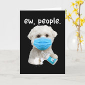 Malteser Hund Ew People mit Gesichtsmaske Karte (Gelbe Blume)