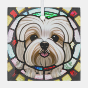 Malteser Hund "Festglas" Ornament Aus Glas