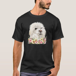 Malteser Hund Floral T-Shirt