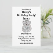 Malteser Hund Furry Pawsitive Funny Birthday Einladung (Stehend Vorderseite)