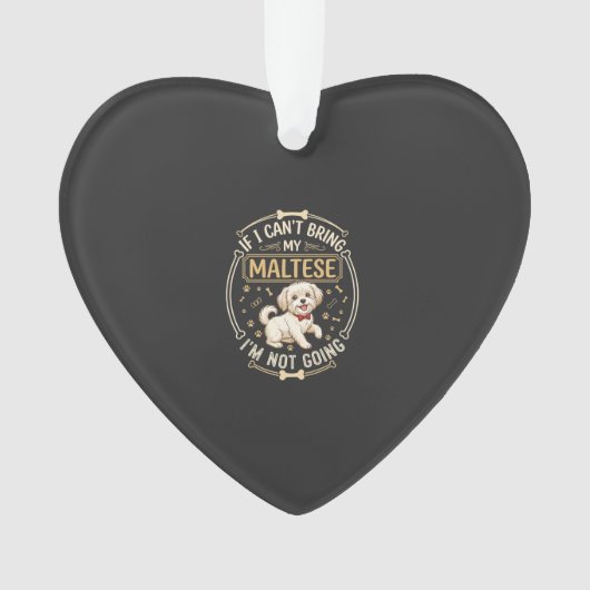 Malteser Hund geht nicht Roter Fliege Knochen Rahm Ornament (Vorderseite)