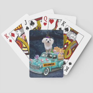Malteser-Hund Halloween-LKW Gruselige Nacht Spielkarten