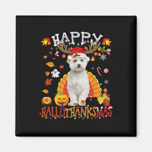 Malteser Hund Halloween Weihnachtshund Happy Hallo Magnet