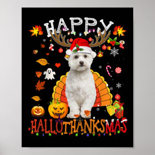 Malteser Hund Halloween Weihnachtshund Happy Hallo Poster