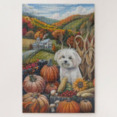 Malteser Hund Herbst Ernte Erntedank Puzzle (Vertikal)