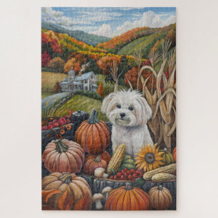 Malteser Hund Herbst Ernte Erntedank Puzzle