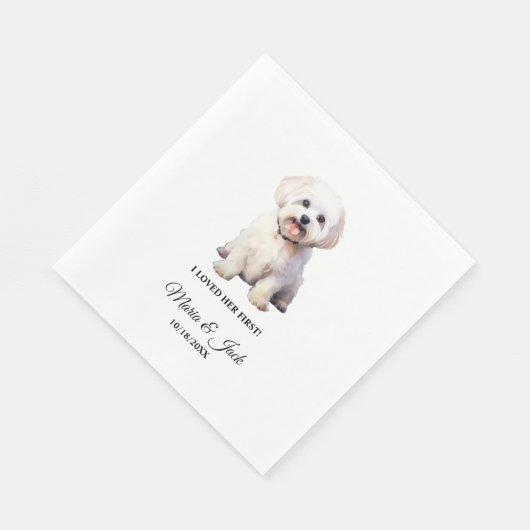 Malteser Hund Hochzeit Napkins mit Foto Serviette (Ecke)