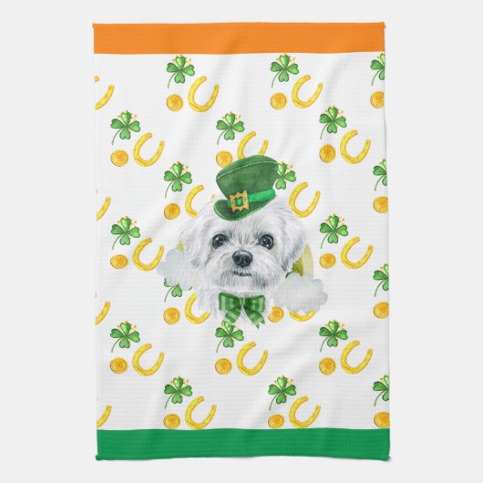 Malteser Hund Holiday Wohngestaltung St Patricks D Geschirrtuch (Vertikal)