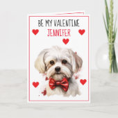 Malteser Hund I Woof You Valentine Karte (Vorderseite)