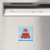 Malteser Hund im Auto mit dem Weihnachtsmann Magnet (In Situ (Geschirrspüler))