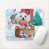 Malteser Hund im Schnee Weihnachtshaus Mousepad (Mit Mouse)