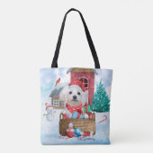 Malteser Hund im Schnee Weihnachtshaus Tasche (Rückseite)