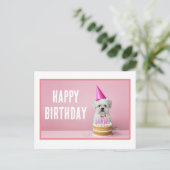 Malteser Hund in Party Hat Postcard Postkarte (Stehend Vorderseite)